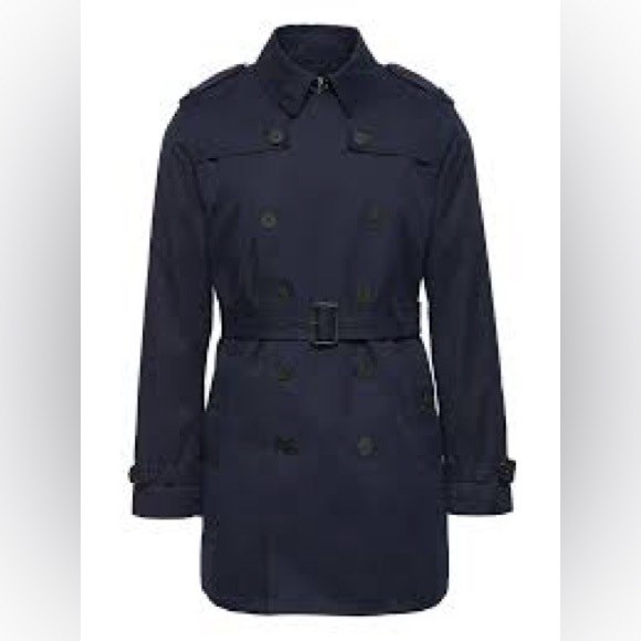 Banana Republic Classic Water Resistant Trench Coat Navy Blue Size Small - Picture 10 of 10